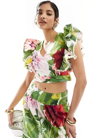 HOPE & IVY Top con estampado floral y volantes de (parte de un conjunto)