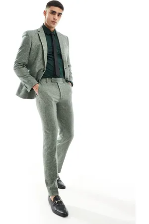 ASOS Pantalones de traje de corte slim de tweed de mezcla de lana de