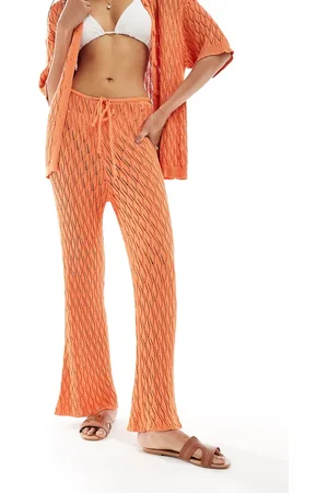 SNDYS Pantalones de campana naranjas de croché de (parte de un conjunto)