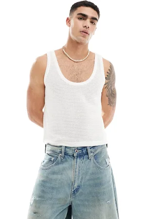 ASOS Camiseta blanca de tirantes de croché de