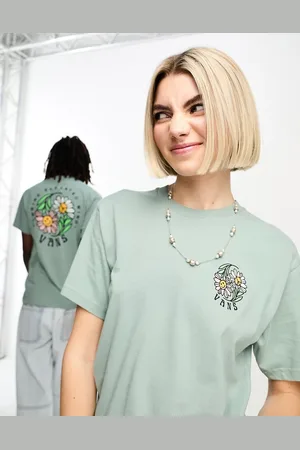 Vans Camiseta verde unisex con estampado en la espalda "Elevated Minds" de