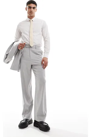 ASOS Pantalones de traje cargo grises de corte ancho de tejido microtexturizado de