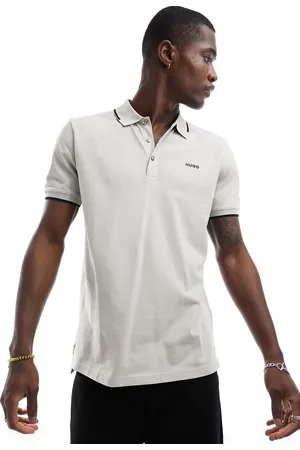 HUGO BOSS Polo gris con ribetes Dinoso de