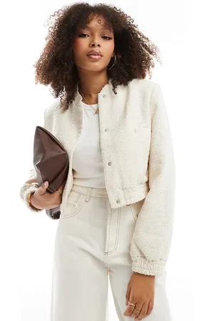 ASOS Chaqueta bomber color con hombros marcados de bouclé de -Blanco