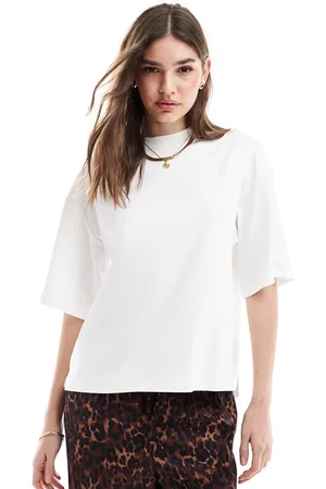 AllSaints Camiseta blanca de corte cuadrado extragrande Amelie de