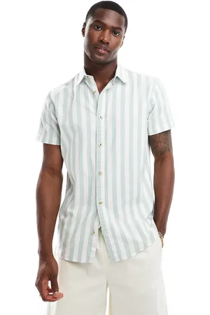 JACK & JONES Camisa a rayas verde menta de