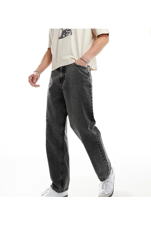 Reclaimed Vaqueros gris carbón unisex de corte suelto estilo años 90 de -Negro