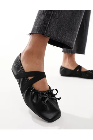 ASOS Bailarinas negras fruncidas de poliuretano Los Angeles de