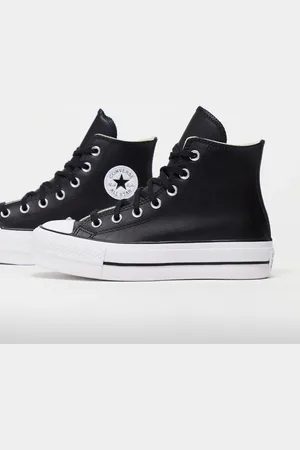 Converse Zapatillas de deporte hi-top negras de cuero Chuck Taylor All Star Hi Lift de