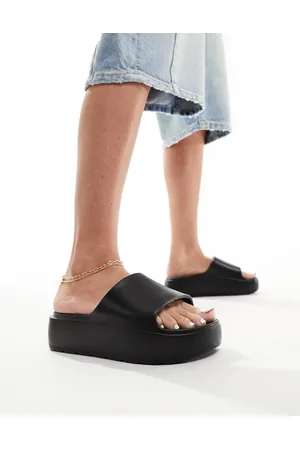 ASOS Sandalias negras con plataforma plana dentada Freedom de