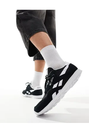 Reebok Zapatillas de deporte negras y blancas de nailon de Classics