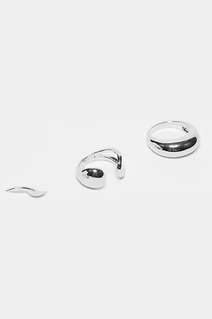 Reclaimed Pack de 3 anillos unisex con diseño envolvente de