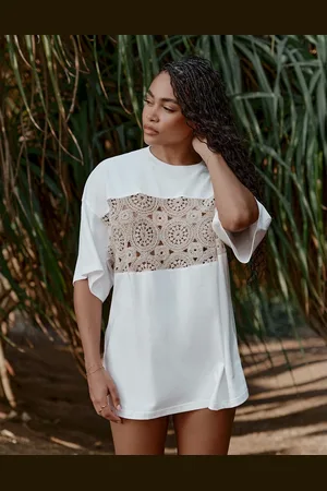 4th & Reckless Camiseta playera color con panel de croché Soleil de x Loz Vassallo (parte de un conjunto)-Blanco