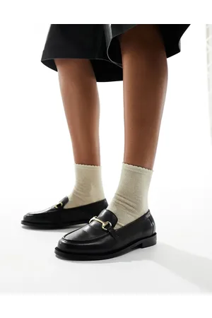 WALK LONDON Mocasines negros de cuero con detalle adornado Rhea de