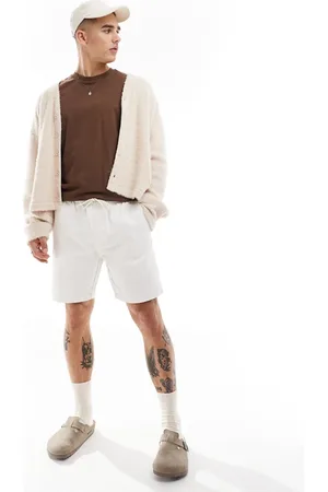 Threadbare Pantalones cortos chinos hueso con cinturilla elástica de