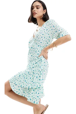 VERO MODA Vestido corto cruzado en la parte delantera con estampado floral de -Verde