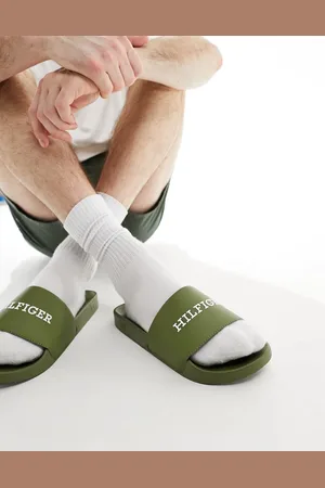 Tommy Hilfiger Chanclas verdes con logo en relieve de