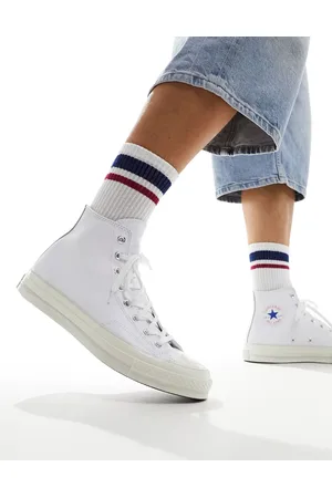 Converse Zapatillas de deporte blancas de cuero Chuck 70 Hi de