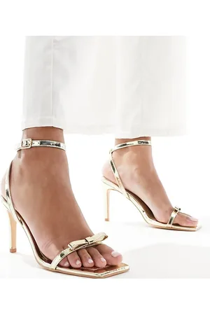 Glamorous Sandalias doradas de tacón con diseño minimalista de