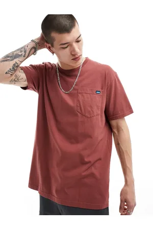 Kavu Camiseta roja con bolsillo de tejido grueso de