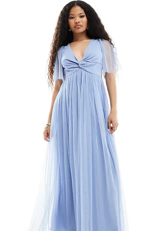 ANAYA Vestido largo con detalle retorcido de tul de