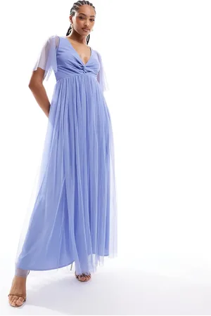 ANAYA Vestido largo con detalle retorcido de tul de