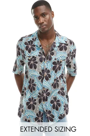 ASOS Camisa holgada con estampado floral retro y cuello de solapas de -Multicolor
