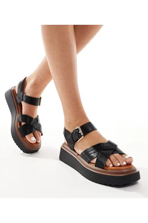 River Island Sandalias negras con plataforma plana de