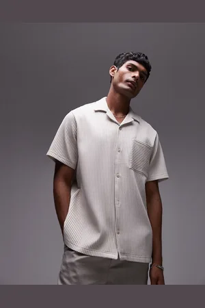 Topman Camisa plisada de manga corta de