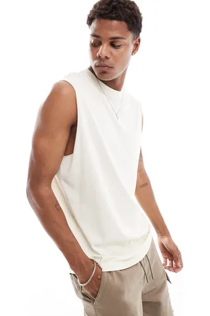 Only & Sons Camiseta blanco hueso sin mangas extragrande de