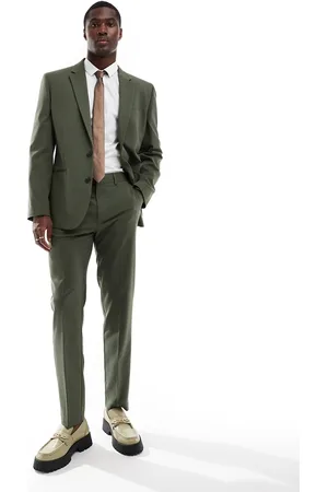 ASOS Pantalones de traje verde oscuro de corte slim de