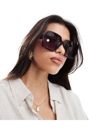 River Island Gafas de sol negras con montura cuadrada extragrande de