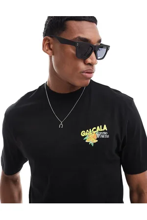 River Island Gafas de sol negras con montura redonda engomada de
