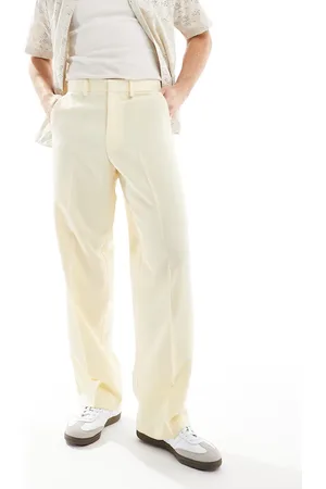 ASOS Pantalones de vestir amarillo pastel de pernera ancha de