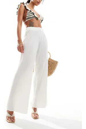 ONLY Pantalones hueso plisados de corte suelto de
