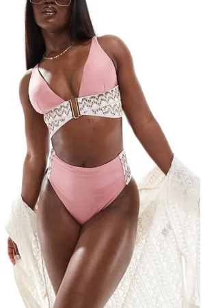 River Island Top de bikini con cuello halter y banda elástica de