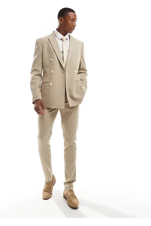 ASOS Pantalones de traje color de corte pitillo de -Beis neutro