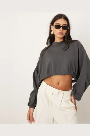 ASOS Top de manga larga con detalle fruncido de punto premium de
