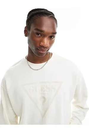 Guess Sudadera hueso unisex con logo vintage de