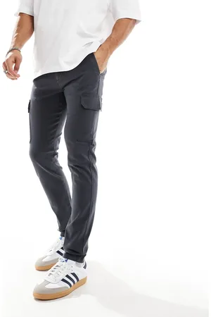 ASOS Pantalones cargo color carbón de corte pitillo de -Gris