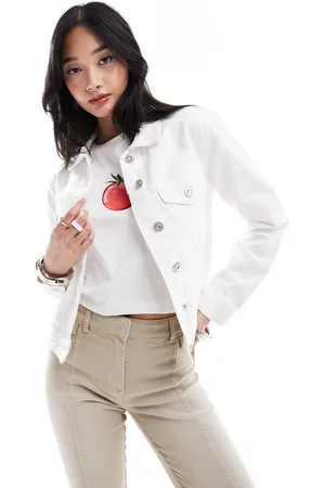 French Connection Chaqueta vaquera blanca clásica de