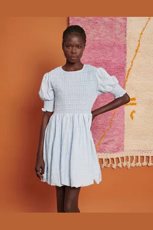 Ghospell Vestido corto fruncido con diseño abombado de