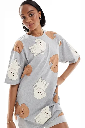 ASOS Pijama de leggings cortos y camiseta con estampado de perros de ASOS DESIGN Tall