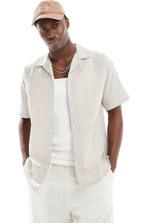 JACK & JONES Camisa beis con cuello de solapas de sirsaca de -Beis neutro
