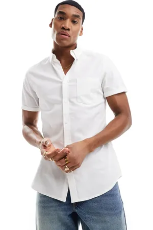 ASOS Camisa Oxford entallada de manga corta en de