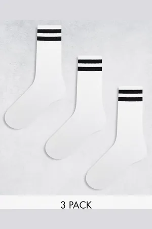 New Look Pack de 3 pares de calcetines deportivos blancos con detalle de rayas de