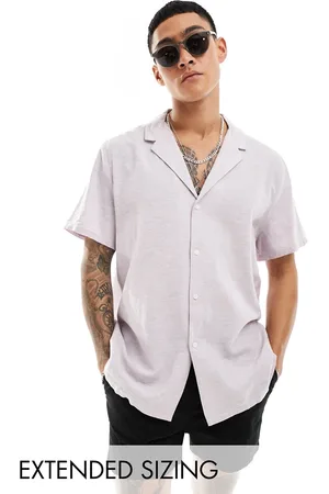 ASOS Camisa holgada con cuello de solapas marcadas de mezcla de lino de -Morado