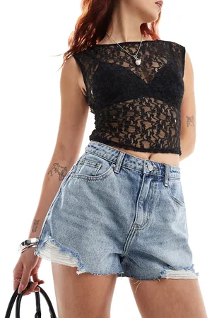 Urban Revivo Pantalones cortos holgados con y bordes sin rematar de