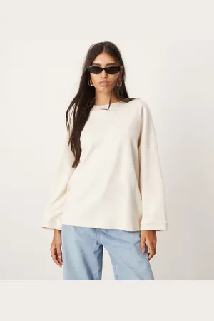 ASOS Top color con detalle de costuras de tejido grueso texturizado de punto de -Blanco