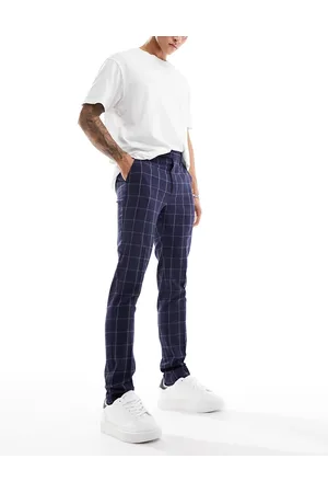 ASOS Pantalones de vestir de corte pitillo con estampado de cuadrícula de